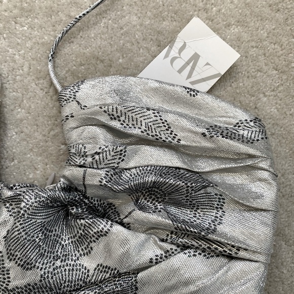 Silver, ruched mini Zara dress - Picture 5 of 9
